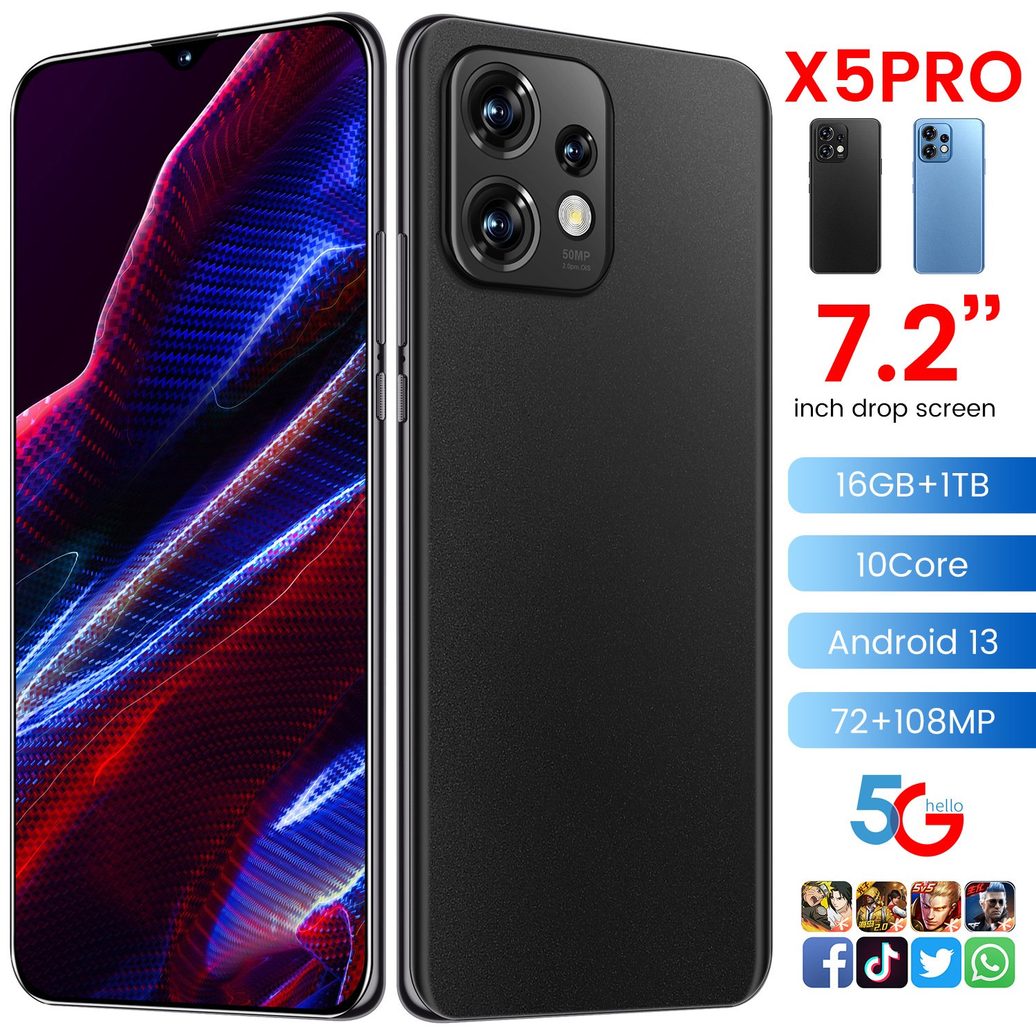 Illuminate Your World with X5PRO 2023 Latest Flagship Android Smartphone OZON 3G 4G 5G Top Seller in Consumer Electronics